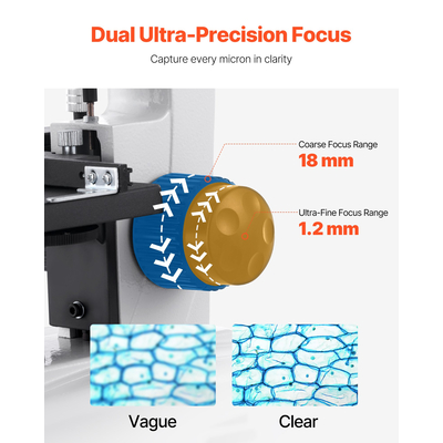 Επαγγελματικό κιτ σύνθετου μικροσκοπίου διόφθαλμων VEVOR με μεγέθυνση 40-2000X