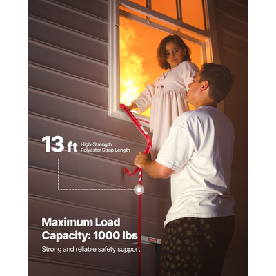 Σκάλα διαφυγής κινδύνου VEVOR, 2-όροφη, 13FT, αναδιπλούμενη σκάλα έκτακτης ανάγκης για πυρασφάλεια