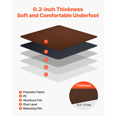 Πλακάκια χαλιού VEVOR 610x610 mm 20 τεμάχια αυτοκόλλητα χαλιά με αυτοκόλλητο καφέ χρώμα