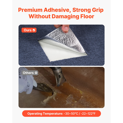 Πλακάκια χαλιού VEVOR 610x610 mm 15 τεμάχια αυτοκόλλητα χαλιά αποκολλούμενα και κολλημένα σε γκρι χρώμα