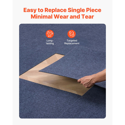 Πλακάκια χαλιού VEVOR 610x610 mm 15 τεμάχια αυτοκόλλητα χαλιά αποκολλούμενα και κολλημένα σε γκρι χρώμα