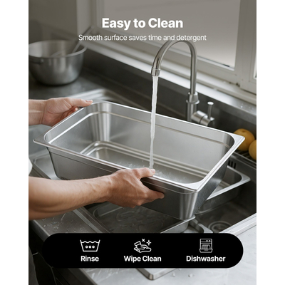 VEVOR Τηγάνι ξενοδοχείου πλήρους μεγέθους, ατμοκίνητο, βάθους 6 ιντσών, από ανοξείδωτο ατσάλι, 1 τεμάχιο