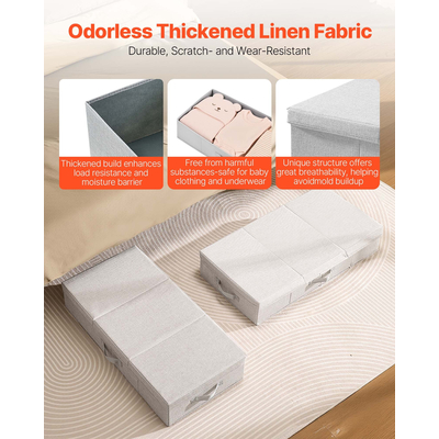 VEVOR Αποθήκευση κάτω από το κρεβάτι 48L Πτυσσόμενο κουτί κάτω από το κρεβάτι για οργάνωση ρούχων 2 τεμάχια