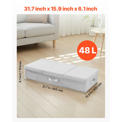 VEVOR Αποθήκευση κάτω από το κρεβάτι 48L Πτυσσόμενο κουτί κάτω από το κρεβάτι για οργάνωση ρούχων 2 τεμάχια