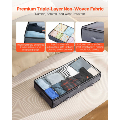 VEVOR Κουτί Οργάνωσης Παπουτσιών 90L με Αποθήκευση Κάτω από το Κρεβάτι, Στοιβαζόμενο με Διαφανές Καπάκι, 6 Τεμάχια