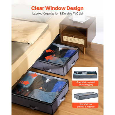 VEVOR Κουτί Οργάνωσης Παπουτσιών 90L με Αποθήκευση Κάτω από το Κρεβάτι, Στοιβαζόμενο με Διαφανές Καπάκι, 6 Τεμάχια