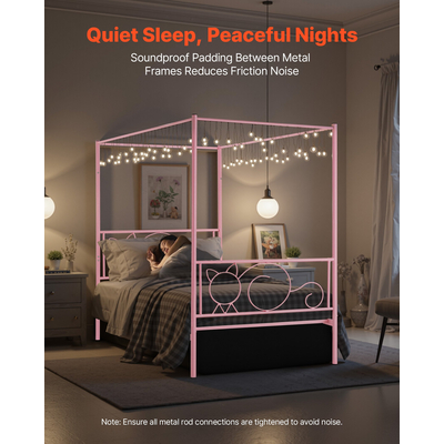 VEVOR Κρεβάτι με Σκελετό Διπλού Μεγέθους, Μεταλλικό Κρεβάτι με Σκελετό και Κεφαλάρι & Τέσσερις Αφίσες