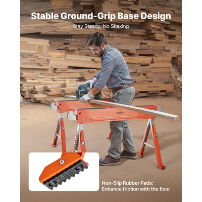 Πάγκος εργασίας VEVOR Saw Horses 2 τεμαχίων βαρέως τύπου, ρυθμιζόμενο ύψος φορτίου 1800 λίβρες