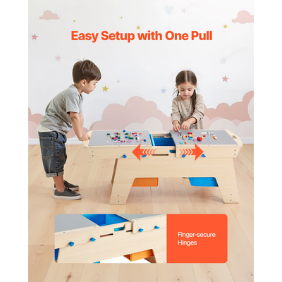 Παιδικό τραπέζι δραστηριοτήτων VEVOR, πολλαπλών χρήσεων, τραπέζι παιχνιδιού με 200 τουβλάκια