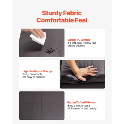 VEVOR 28 ιντσών τετράγωνο δερμάτινο τραπεζάκι σαλονιού με αποθηκευτικό χώρο για σαλόνι