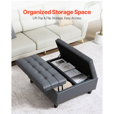 VEVOR 31 ιντσών τετράγωνο δερμάτινο τραπεζάκι σαλονιού με αποθηκευτικό χώρο για σαλόνι