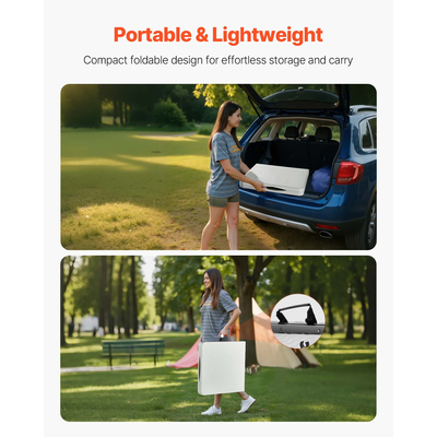 VEVOR Πλαστικό Πτυσσόμενο Τραπέζι 122cm Φορητό Τραπέζι Πικνίκ με Λαβή Εσωτερικού Χώρου