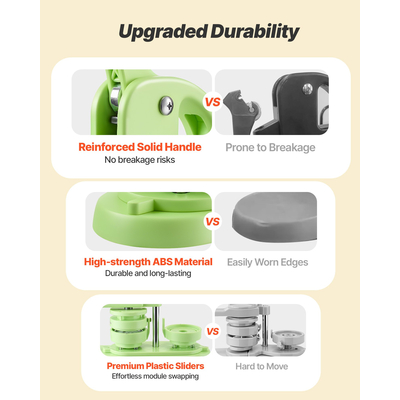 Μηχανή κατασκευής κουμπιών VEVOR Πλαστική μηχανή κατασκευής καρφιτσών 58 mm 100 τεμάχια ανταλλακτικά κουμπιών πράσινο