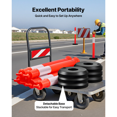 VEVOR Σετ 6 θέσεων για τον οριοθέτη κυκλοφορίας, κώνοι ασφάλειας κυκλοφορίας 1140 mm, γεμιζόμενη βάση