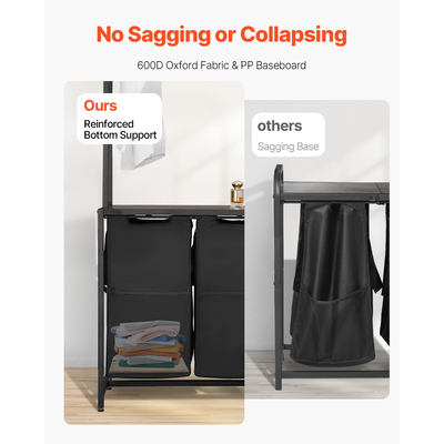 VEVOR 3-επιπέδων ταξινόμηση ρούχων με σχάρα Ψηλό καλάθι ρούχων με ράφια 2 τμημάτων