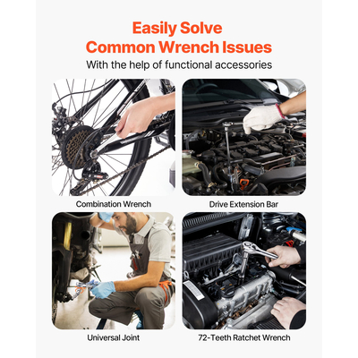 Σετ εργαλείων μηχανικής VEVOR Σετ καρυδάκια 450 τεμαχίων με πορτοκαλί συρτάρι 6,4/9,5/12,7 mm