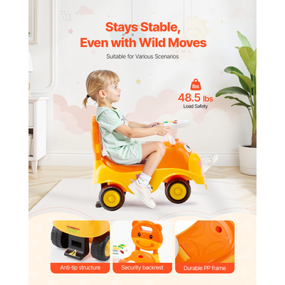 Παιδικό καρότσι VEVOR Ride On Push Car 22 kg με δυνατότητα μεταφοράς ποδιών και μουσικής για παιδιά