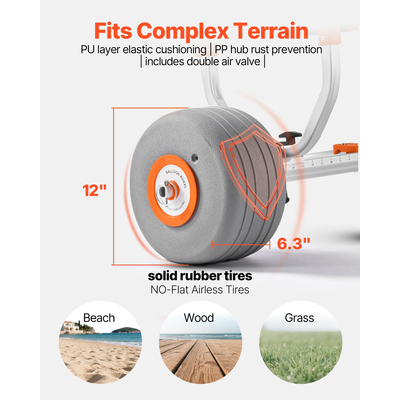 Καρότσι καγιάκ VEVOR 158,8 kg Αποσπώμενη βάση κανό με φουσκωτά ελαστικά PU 30,5 cm