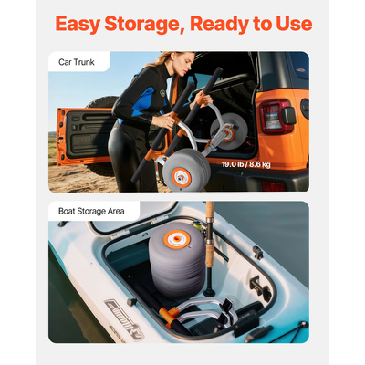 Καρότσι καγιάκ VEVOR 158,8 kg Αποσπώμενη βάση κανό με φουσκωτά ελαστικά PU 30,5 cm