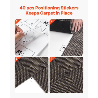 Πλακάκια χαλιού VEVOR Επαναχρησιμοποιούμενα 610x610 mm, 24 τεμάχια αρθρωτό τετράγωνο χαλί, Εμπορικό δάπεδο με μαλακή επένδυση για κάλυψη χωρίς ραφές 8,9㎡, Εύκολη αντικατάσταση DIY για σαλόνι, υπνοδωμάτιο εσωτερικού χώρου, γκρι & καφέ