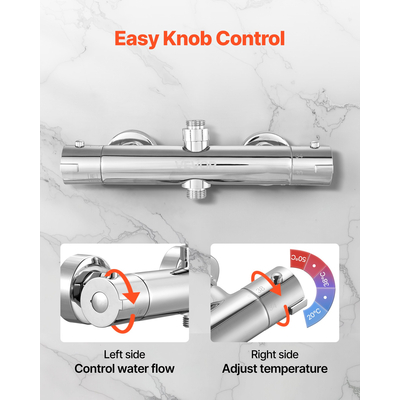 Θερμοστατική βαλβίδα ντους VEVOR, θερμοστατική βαλβίδα ανάμειξης ασφαλούς κλειδώματος 38℃, βαλβίδες ελέγχου θερμοκρασίας βρύσης ντους ζεστού και κρύου νερού με σταθερή θερμοκρασία νερού για μπάνιο, τροχόσπιτο, τροχόσπιτο