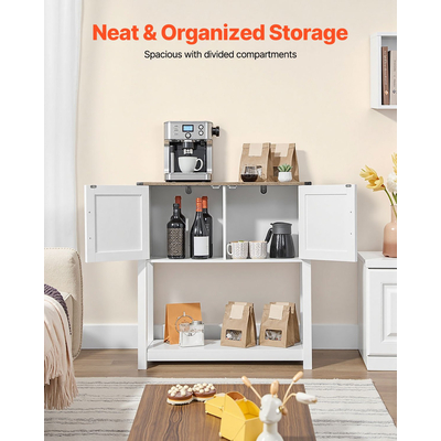 Ντουλάπι καφέ VEVOR, 31,5 x 13,8 x 34,6 ίντσες, ντουλάπι καφέ Farmhouse με αποθηκευτικό χώρο 3 επιπέδων, τραπεζάκι καφέ μπαρ με μαγνήτες, ντουλάπι μπουφέ Farmhouse για σαλόνι, είσοδος