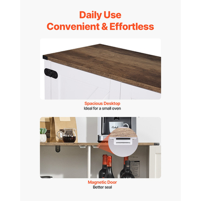 Ντουλάπι καφέ VEVOR, 31,5 x 13,8 x 34,6 ίντσες, ντουλάπι καφέ Farmhouse με αποθηκευτικό χώρο 3 επιπέδων, τραπεζάκι καφέ μπαρ με μαγνήτες, ντουλάπι μπουφέ Farmhouse για σαλόνι, είσοδος