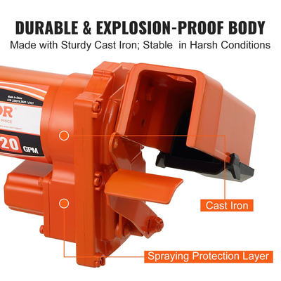 Αντλία μεταφοράς καυσίμου VEVOR, 12V DC 20 GPM 1/4 HP, Αντλία εξαγωγής βενζίνης υψηλής ροής από χυτοσίδηρο με σχεδιασμό κουτιού συλλογής καυσίμου για βενζίνη, ντίζελ, κηροζίνη, μείγματα αιθανόλης και μεθανόλης και βιοντίζελ