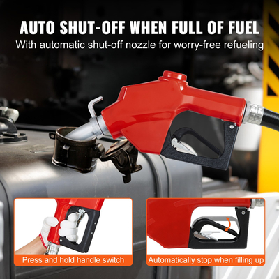 Αντλία μεταφοράς καυσίμου VEVOR, 12V DC 20 GPM 1/4 HP, Αντλία εξαγωγής βενζίνης με αυτόματο ακροφύσιο, σωλήνα εκκένωσης και σωλήνα αναρρόφησης για βενζίνη, ντίζελ, κηροζίνη, μείγματα αιθανόλης και μεθανόλης και βιοντίζελ