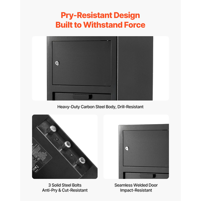 Χρηματοκιβώτιο VEVOR 3,6 κυβικών ποδιών με δυνατότητα πτώσης, μεγάλης χωρητικότητας με μπροστινή υποδοχή πτώσης και ψηφιακό πληκτρολόγιο, βαρέως τύπου 3 επιπέδων χρηματοκιβώτιο με εφεδρικά κλειδιά για μετρητά, τραπεζικό κουπόνι, κοσμήματα, έγγραφα, χαρτονομίσματα, μαύρο