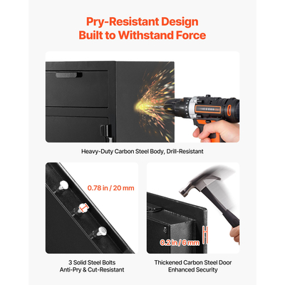 Χρηματοκιβώτιο VEVOR 1,2 κυβικών ποδιών με δυνατότητα πτώσης, μεγάλης χωρητικότητας με μπροστινή υποδοχή πτώσης και ψηφιακό πληκτρολόγιο, βαρέως τύπου 2 επιπέδων χρηματοκιβώτιο με εφεδρικά κλειδιά για μετρητά, τραπεζικό κουπόνι, κοσμήματα, έγγραφα, χαρτονομίσματα, μαύρο