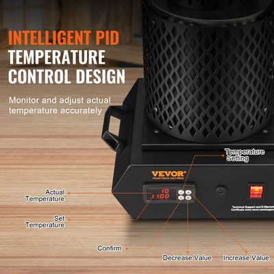 Φούρνος τήξης χρυσού VEVOR, 1350W, μέγιστη θερμοκρασία 1150°C, ψηφιακός ηλεκτρικός φούρνος τήξης με κεραμικά χωνευτήρια 1 kg και 3 kg, λαβίδες χωνευτηρίου και γάντια, για χρυσό, ασήμι, αλουμίνιο, χαλκό