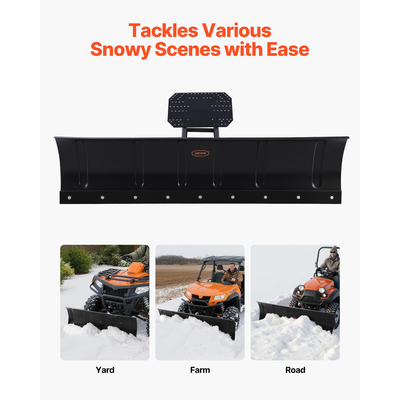 Κιτ εκχιονιστικού VEVOR, Προσάρτημα εκχιονιστικού γενικής χρήσης 1524 mm, Ρυθμιζόμενο ύψος και αριστερά-δεξιά, Γρήγορη αποσύνδεση, Ατσάλινη λεπίδα ξυσίματος ATV, 3 επιλογές στήριξης, Αποτελεσματικός καθαρισμός χιονιού, για τα περισσότερα ATV και UTV