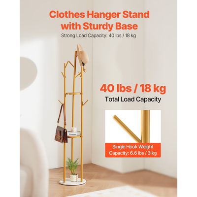 Κρεμάστρα VEVOR, Ανεξάρτητη Βάση για Κρεμάστρες με Βάση από Πέτρα Χαλαζία & 9 Γάντζους, Ανεξάρτητη Κρεμάστρα για Είσοδο, Υπνοδωμάτιο, Γραφείο, Σαλόνι, Μοντέρνα Κρεμάστρα Ρούχων για Παλτό, Καπέλο, Κασκόλ, Τσάντα