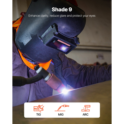 Φακός συγκόλλησης VEVOR με αυτόματη σκίαση 108 x 51 mm, φακός συγκόλλησης True Color απόχρωση 9 με διπλούς αισθητήρες τόξου, συμβατός με τα περισσότερα κράνη συγκόλλησης για εφαρμογές TIG, MIG, MMA, ARC