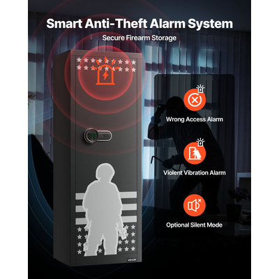 VEVOR 10-12 Χρηματοκιβώτιο Όπλων, Μακρύ Θήκη Όπλων για Τυφέκια και Πιστόλια, Γρήγορης Πρόσβασης Πυράντοχο Χρηματοκιβώτιο Τυφεκίων με 4 Θήκες Πιστολιού και 3 Ρυθμιζόμενες Θήκες, Μεγάλο Ψηφιακό Ντουλάπι με Κλείδωμα με Κλειδί και Κωδικό Πρόσβασης