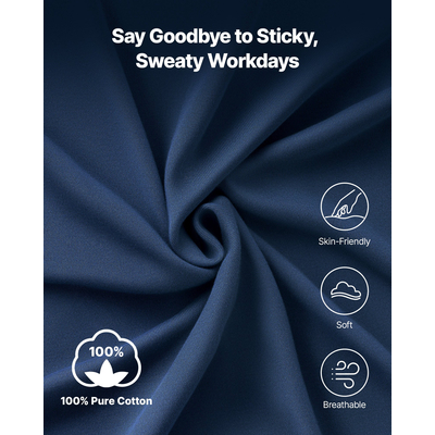 Πουκάμισα VEVOR FR, Ανθεκτικά στη Φλόγα Μακρυμάνικα Ρούχα Ελαφρύ 7 oz Αναπνεύσιμο Βαμβάκι, Ανδρικό Πουκάμισο Εργασίας με Προ-Συρρίκνωση και Τσέπη, για Συγκολλητές, Ηλεκτρολόγους, Μπλε Ναυτικό 2XL