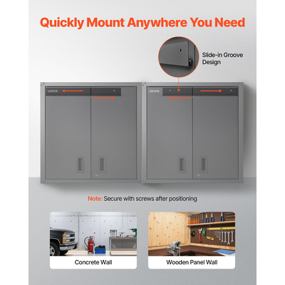 Μεταλλικό Ντουλάπι Τοίχου VEVOR, 76,2Π x 31Β x 76,2Υ cm, Ατσάλινο Κρεμαστό Ντουλάπι Αποθήκευσης με Πόρτες που Κλειδώνουν και Ρυθμιζόμενο Ράφι για Γκαράζ, Υπόγειο, Κουζίνα, Αποθήκη. Απαιτείται Συναρμολόγηση, Μαύρο.