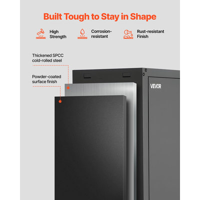 Μεταλλικό Ντουλάπι Τοίχου VEVOR, 76,2Π x 31Β x 76,2Υ cm, Ατσάλινο Κρεμαστό Ντουλάπι Αποθήκευσης με Πόρτες που Κλειδώνουν και Ρυθμιζόμενο Ράφι για Γκαράζ, Υπόγειο, Κουζίνα, Αποθήκη. Απαιτείται Συναρμολόγηση, Μαύρο.