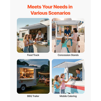 Παράθυρο VEVOR Concession 152x92 cm, Πλαίσιο αλουμινίου για φορτηγό τροφίμων, Παράθυρο σερβιρίσματος με βάση έως 85 μοίρες με πόρτα τέντας και γάντζο έλξης, Ανθεκτικό στο νερό της βροχής για ρυμουλκούμενο παραχώρησης