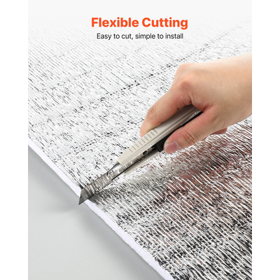 Ανακλαστικό Ρολό Μονωτικής Χρήσης VEVOR, Κιτ Θερμομόνωσης για 2 Πόρτες Γκαράζ Αυτοκινήτου, 6mm 5,49 mx 0,61 m, 4 Ρολά Φύλλο Αλουμινίου EPE Αφρός Πυρήνας Ακτινοβολίας, Λευκή Θερμική Ασπίδα από Φιλμ PE για Πόρτες Γκαράζ