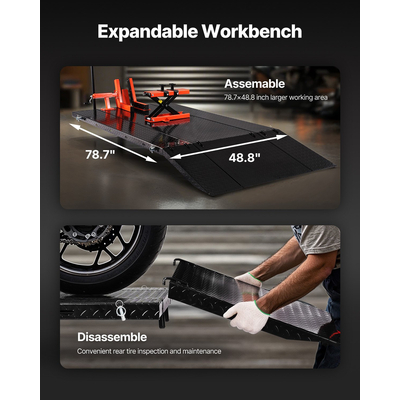 Τραπέζι ανύψωσης μοτοσικλέτας VEVOR, χωρητικότητα βάρους 1500 λίβρες, πνευματικός γρύλος μοτοσικλέτας, εύρος ύψους 8,6-31 ίντσες, βάση επισκευής ποδηλάτου βαρέως τύπου με αφαιρούμενο πάγκο εργασίας, πλατφόρμα επισκευής για ATV, μοτοσικλέτα για χωματόδρομους