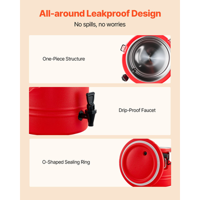 Μονωμένος Διανομέας Ποτών VEVOR, Θερμικός Διανομέας Ζεστών και Κρύων Ροφημάτων 3 Gal/11,4L με Βρύση, Κανάτα Ψύξης Τροφίμων με Εσωτερικό από Ανοξείδωτο Ατσάλι 304, για Εστιατόριο Τσαγιού/Καφετιέρας Εξωτερικού Χώρου