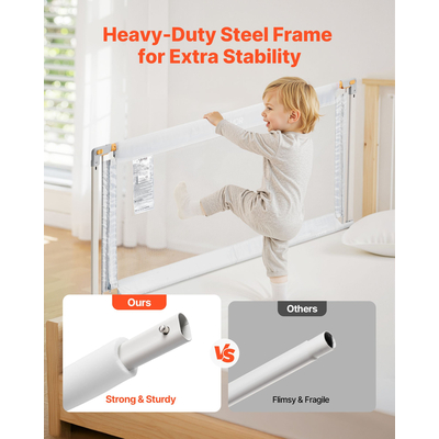 VEVOR Προστατευτικό Κάγκελο για Νήπια, Προστατευτικό Κάγκελο για Παιδικά Κρεβάτια με Ενισχυμένο Σιδερένιο Σωλήνα και Ύφασμα Oxford, Ρυθμιζόμενο Ύψος Πλαϊνού Κάγκελου για Κρεβάτια, Φορητό Προστατευτικό Κάγκελο για Κούνια, Κουκέτα, 1500 x 890 mm, 1 Τεμάχιο