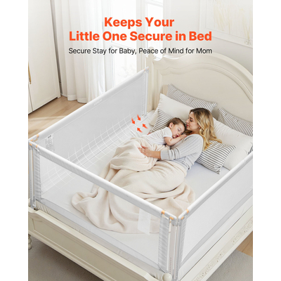 VEVOR 3 τεμαχίων προστατευτικό κάγκελο για νήπια, προστατευτικό κάγκελο για παιδικά κρεβάτια με ενισχυμένο σιδερένιο σωλήνα και ύφασμα Oxford, πλευρικό κάγκελο κρεβατιού ρυθμιζόμενου ύψους, φορητό προστατευτικό κάγκελο για μέγεθος Queen, 3 πλευρές, γκρι