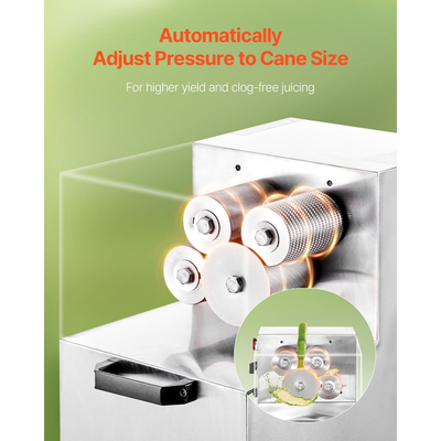 Εμπορικός αποχυμωτής ζαχαροκάλαμου VEVOR, ηλεκτρικός αποχυμωτής ζαχαροκάλαμου 800W με υψηλή απόδοση 300KG/H, 4 κυλίνδρους από ανοξείδωτο χάλυβα, στίφτης αποχυμωτής ζαχαροκάλαμου για οικιακή/επαγγελματική χρήση