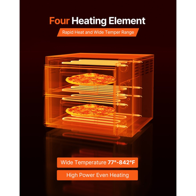 Ηλεκτρικός φούρνος πίτσας VEVOR, επαγγελματικός φούρνος πίτσας διπλού ορόφου 18" για επαγγελματική χρήση, μέγιστη θερμοκρασία 842°F, εσωτερική μηχανή πίτσας με θερμόμετρο, ανεξάρτητο έλεγχο ανώτερης και κατώτερης θερμοκρασίας και χρονοδιακόπτη για οικιακό εστιατόριο