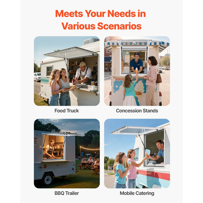 Παράθυρο VEVOR Concession 92x92 cm, Πλαίσιο αλουμινίου για φορτηγό τροφίμων, Παράθυρο σερβιρίσματος με βάση έως 85 μοίρες με πόρτα τέντας και γάντζο έλξης, Ανθεκτικό στο νερό της βροχής για ρυμουλκούμενα παραχώρησης