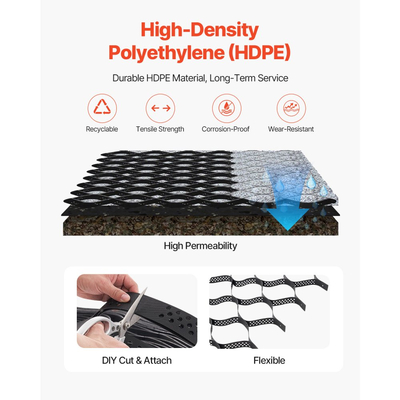 Πλέγμα χαλικιού VEVOR, βάθος 2 ίντσες, 17,06 x 8,86 πόδια / 5200 x 2700 mm, 1880 λίβρες ανά τετραγωνικό πόδι συγκράτησης χόρτου εδάφους, διαπερατά γεωπλέγματα σταθεροποίησης δρόμου, για κήπο, αυλή, πεζόδρομο, πλαγιές στάθμευσης τροχόσπιτων