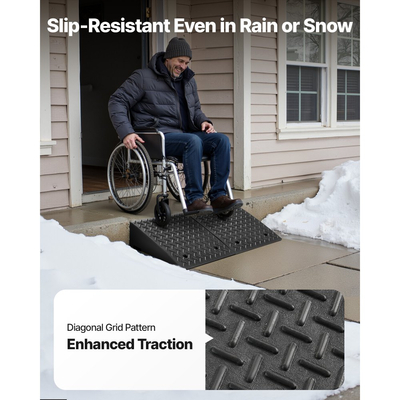 Ράμπα πεζοδρόμιου VEVOR, Χωρητικότητα φορτίου 3,175 τόνων, Ύψος ανύψωσης 17,8 cm, Βαρέως τύπου, Ράμπα πεζοδρόμιου με δεξαμενή αποστράγγισης για αναπηρικά αμαξίδια, καροτσάκια, μοτοσικλέτες, αυτοκίνητα, χλοοκοπτικά μηχανήματα και ρυμουλκούμενα, 2 τεμάχια